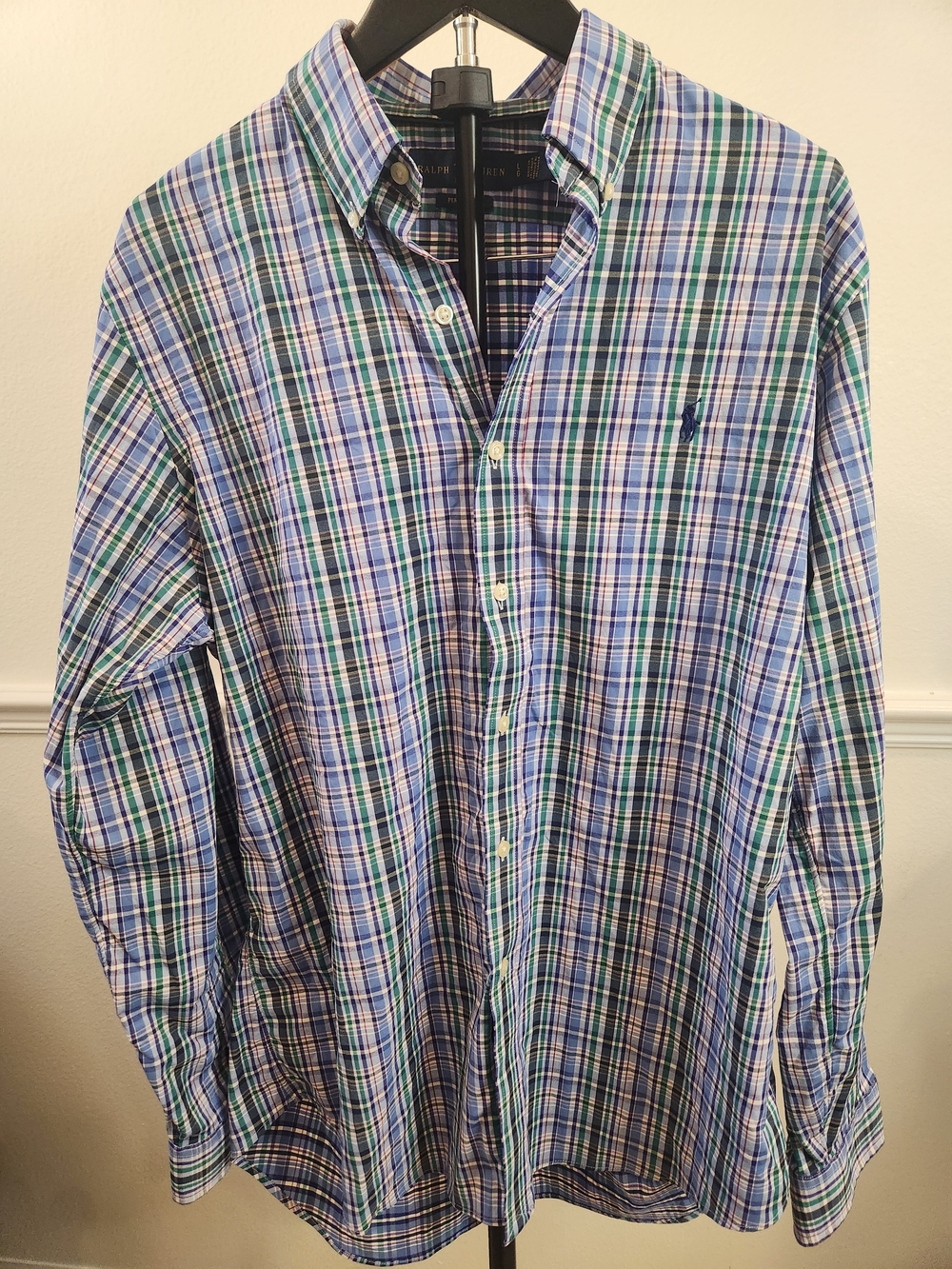 Polo by Ralph Lauren Blue & Green Plaid Button-Down Shirt L